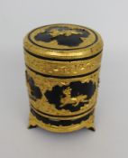 Decorative Lacquered Black & Gold Lidded Pot