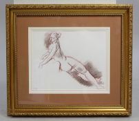 French Ink & Conte Nude Sketch Set in Gilt Frame