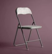 (85/5G) 4x Velvet Folding Chair Grey. (Units Appear As New)