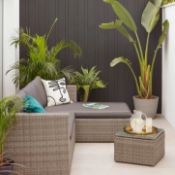 (40/P) RRP £345. Alexandria Grey Rattan Garden Corner Sofa Set. This Garden Furniture Set Can Se...