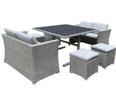 (78/P) RRP £800 (When Complete). Bambrick 8 Seater Grey Rattan Cube Garden Cube Garden Furnitur...