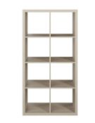 (75/P) RRP £65. Living Elements Clever Cube 2x4 Cube Storage Unit Oak Finish. (H)146 x (W)76 x (D...