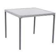 (96/6K) Bambrick Square Table. Powder Coated Steel Frame. Hand Woven Synthetic Rattan. Toughened...