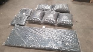 (110/5F) 8x Garden Furniture Cushion Dark Grey. 1X (164x 58x 5cm Approx). 2X (40x 40x 6cm Approx)...