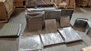 (106/R3) Matara Corner Sofa Set Parts With 11x Cushions. All Parts Appear As New - Unsure If Make...