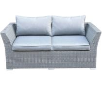 (28/P). Bambrick 2 Seater Grey Rattan Garden Sofa.