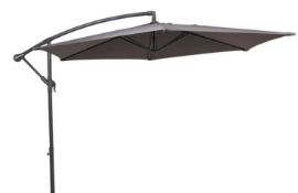 (82/6M) RRP £110. 3 Metre Overhanging Parasol Dark Grey. Powder Coated Steel Frame With Polyester...