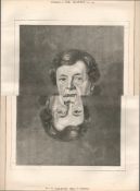 Full Page Woodgrain 1875 Antique Portrait the Liberator Daniel O’Connell