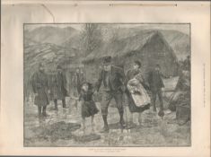 1887 Irish Land Wars Scene of an Irish Eviction Galway Police & Bailiff