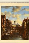 Fine Original Oil on Panel Dutch Street Scene