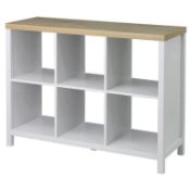 (75/Mez) RRP £80. Living Elements Clever Cube 2x3 Cube Storage Unit With Legs Oak / White Matt Fi...