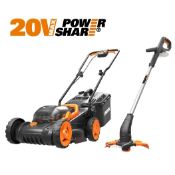 (52/Mez) RRP £240. Worx WG927E Cordless 40V 34cm Mower & 25cm 2-In-1 Grass Trimmer / Edger. (2x...