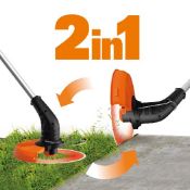 (104/Mez) RRP £240. Worx WG927E Cordless 40V 34cm Mower & 25cm 2-In-1 Grass Trimmer / Edger. (2x...
