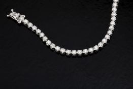 Certificated 14K White Gold Diamond Bracelet / Total 3 ct