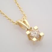 Certificated 14K Yellow Gold Diamond Solitaire Necklace / Total 0.1 ct