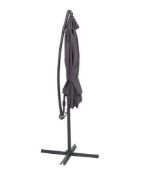 (113/Mez) RRP £110. 3 Metre Overhanging Parasol Dark Grey. (D300xH245cm)