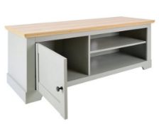 (40/Mez) RRP £145. Divine TV Unit Grey and Oak. Two Tone Design. 2 Shelves and 1 Door For Storage...