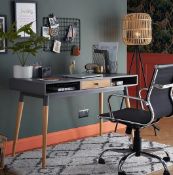 (24/Mez) RRP £150. Dave The Office Desk. Handy Drawer and 2 Shelves. Solid Natural Pine Legs. Mod...