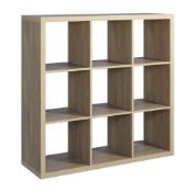 (37/Mez) 3x3 Cube Storage Unit Sanoma Oak Finish. 9 Separate Compartments. 15Kg Per Shelf Holding...