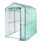 (79/Mez) RRP £70. Large Walk In Greenhouse. Built-in Shelving. Tough Steel Frame. Roll-up door wi...