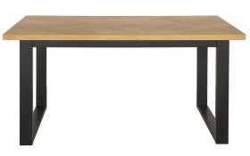 (144/Mez) RRP £250. Skelby Herringbone Oak Dining Table. Seats Up To 6 People. Classic Herringbon...