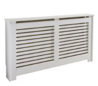 (1/Mez) RRP £100. Lloyd Pascal White Contemporary Large Radiator Cabinet. (81.5Hx150Wx19Dcm)