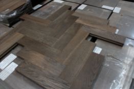 45 Packs 38.416sqm Oak Smoked Herringbone Hardwood Flooring BP4060