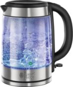 Russell Hobbs Illuminating Glass Kettle, Black, 1.7 L. RRP £39.99 - GRADE U