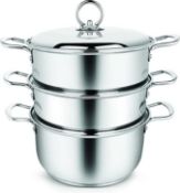 Penguin Home - 3 Tier Steamer Set, 3 Litre, 20cm. RRP £30.99 - GRADE U