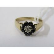 9ct gold sapphire and diamond cluster ring