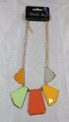 200 x Purple Ivy Chunky Enamel Geometric Shape Statement Necklace Orange Yellow green Grey