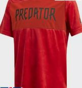 2 x BRAND NEW ADIDAS PREDATOR ALL OVER PRINT JERSEY - RED - 11-12 YEARS