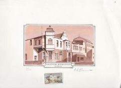 SWA / NAMIBIA 1981 Lüderitz Buildings set: original artwork in pen and ink, white and sepia, for