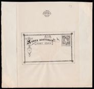 South Australia 1891-96 Competition Essays - 2d Post Card Essay, the frame and Coat of Arms print...