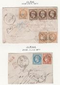 France / G.B. - Registered 1871 Registered covers (2) and a piece to England all franked by the I...
