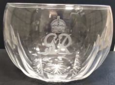 Royalty Peanut / Bombay Mix Glass Bowl G Vi R King George Vi With Crown Etching