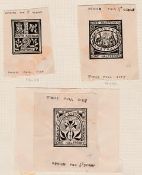 South Australia 1891-96 Competition Essays - Three different pen and ink designs (1/2d and 2 x 1d...