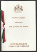 Royalty State Banquet In Honour of The Sultan of Oman Buckingham Palace 1982. Features Royal Proc...
