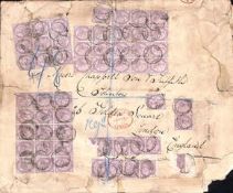 Egypt 1882 (OC5).GB Stamps used abroad.Large registered cover (faults) to London franked at a rem...