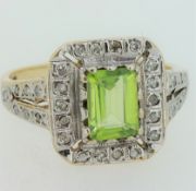 9ct Yellow Gold (375) Peridot & Diamond Dress Ring