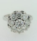 18ct White Gold (750) 1.05ct Diamond Cluster Ring