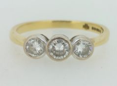 18ct Yellow Gold (750) 0.64ct Three Stone Diamond Ring