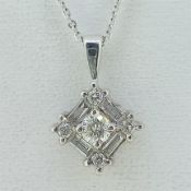 18ct White Gold (750) 0.25ct Diamond Pendant on an 18ct White Gold Trace Chain - 18