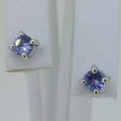 9ct White Gold (375) Tanzanite Stud Earrings