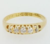 Vintage 18ct Yellow Gold (750) Five Stone Diamond Ring