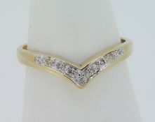 9ct Yellow Gold (375) Diamond Set Wishbone Ring