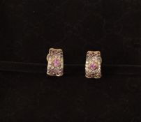 Links Of London 18ct Gold Diamond And Pink Sapphire Earrings