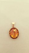 14ct Gold Drop Pendant with Topaz Centre