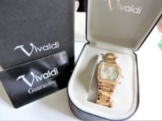 Ladies Gold Plated Gemstone Chronograph Watch New Boxed