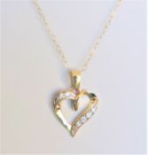 Gold Silver Gemstone Heart Pendant Necklace